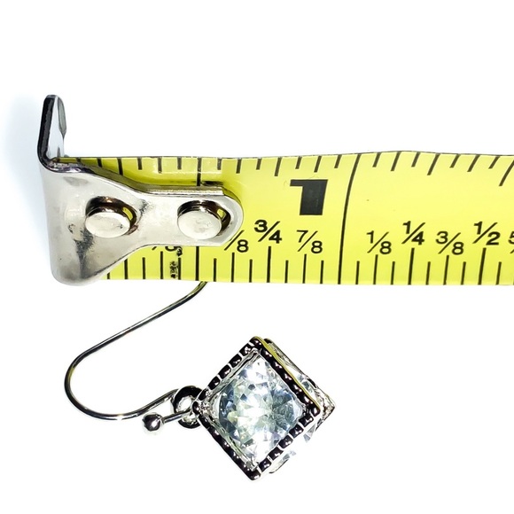 Square Framed Crystal Drop Earrings - Picture 6 of 6